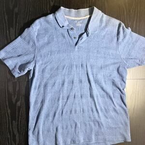 Alfani Short Sleeve Polo Shirt Mens L Blue Lightweight Casual Golf Top